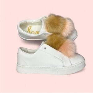 Sam Edelman Leya fluffy faux fur pom pom platform sneakers size 7.5